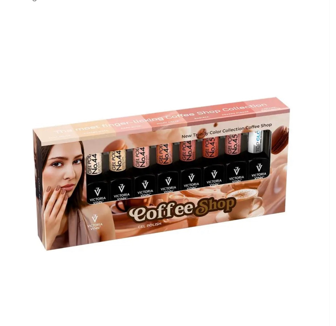 Coffee Shop Gel Polish Sæt – 7 farver + Top